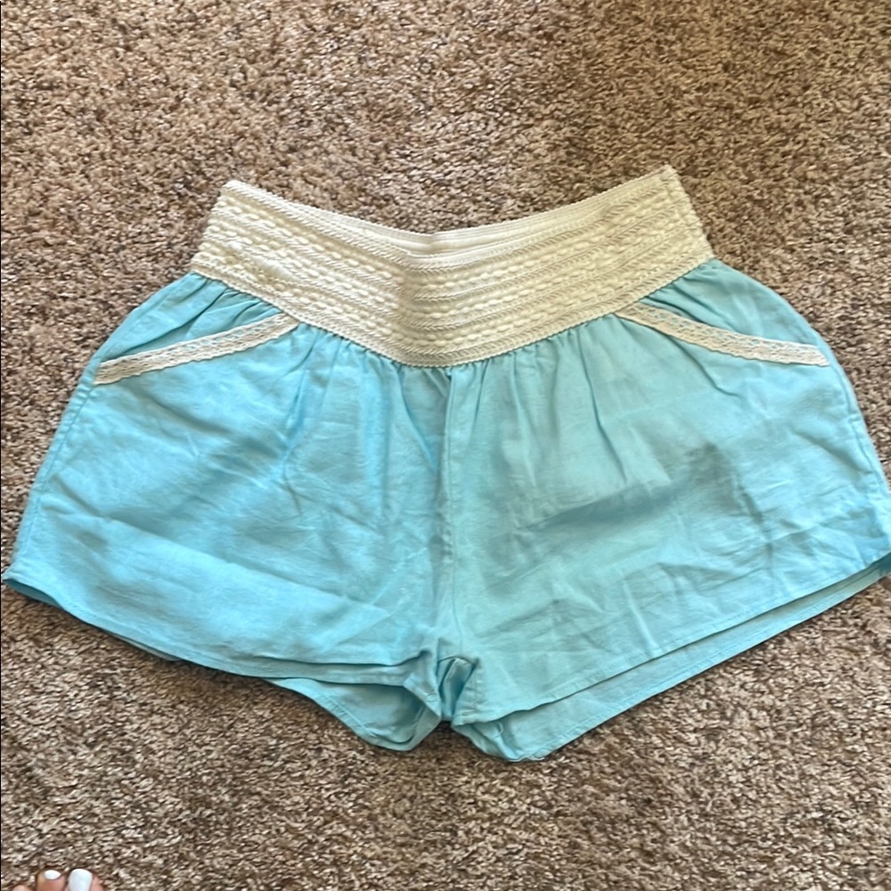 Women's Blue Shorts with Cream Accents